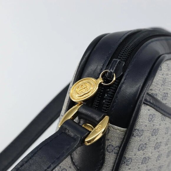 GUCCI Micro GG Supreme Shoulder Bag PVC Navy Gold - Picture 9 of 15
